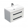 Swiss aqua technologies Koupelnová skříňka s černou úchytkou a umyvadlem SAT Cube Way 80x53x46 cm bílá lesk CUBE46C802BIVER