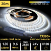 LEDprodukt 20m PROFI LED pásik 120LED/m SMD2835 9,6W/m prúd. driver studená biela IP20 24V - Kompletná sada