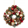 Veniec MagicHome Vianoce, prírodný, závesný, s čečinou a muchotrávkami, 30x8 cm