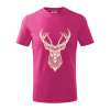 Jeleň kresba - Tričko detské bavlnené - 158 cm/12 rokov ( Malinová )