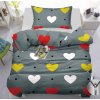 Textilomanie Bavlnené obliečky FAREBNÁ SRDCA sivá Rozmer obliečky: 70 x 90 cm | 140 x 200 cm