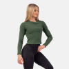 NEBBIA Dámske tričko Long Sleeve Top Organic Cotton Dark Green XS