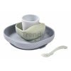 Jedálenská súprava Silicone Meal Set Pebble Beaba zo silikónu 4 dielna zeleno-sivá od 4 mes