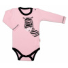 Baby Nellys Body dlhý rukáv, ružové, Zebra, veľ. 68 - 74 (6-9m)