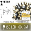 Viktória led svetelná záclona vonkajšia flash - 150led - 9m teplá biela / flash prebliknutie studená biela