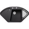 Blanco Delta II Granitový rohový drez s vaničkou a ľavým odkapávačom s excentrickým ovládaním, 48x105,7 cm, čierny, 525867