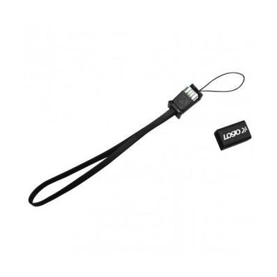 Logo USB kabel (2.0) USB A samec - microUSB samec 0.3m černý poutko na fotoaparát/MP3 přehrávač