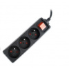 GEMBIRD predlžovačka 3FR/10A/C14, 0,6m, čierna EG-PSU3F-01