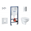 Grohe Solido Set predstenovej inštalácie, klozetu a dosky Bau Ceramic, SoftClose, tlačidlo Even, chróm SANI15BB1100-GR