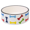 Miska DOG FANTASY keramická potisk barevné kosti bílá 15,5cm