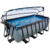 Bazén s krytom a pieskovou filtráciou Stone pool Exit Toys oceľová konštrukcia 400*200*122 cm šedý od 6 rokov