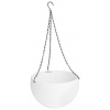 Kvetináč Strend Pro Modern, visiaci, závesný, biely, 26x16cm, s retiazkou a vešiakom