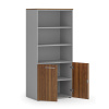 Kombinovaná kancelárska skriňa PRIMO GRAY, nízke dvere, 800 x 500 x 1781 mm, sivá/orech
