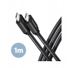 AXAGON BUCM3-CM10AB, SPEED kabel USB-C - USB-C, 1m, USB 3.2 Gen 1, PD 60W 3A, ALU, oplet, černý (BUCM3-CM10AB)