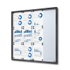 Jansen Display Interiérová vitrína 12xA4 SLIM, posuvné dveře, plechová záda, antracit (RAL7016)