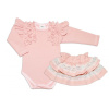 BABY NELLYS 2-dielna sada, body dl.rukáv +suknička s krajkou a volánikmi, veľ. 98, pudrová Baby Nellys 8596309263922