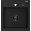 Mexen Vito, 1-komorový granitový drez 520 x 490 mm, čierny, čierny sifón - 6503521000-77-B
