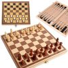 Drevené backgammon a dáma 3 v 1 drevené kúsky 30x30 cm