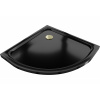Mexen Flat polkruhový sprchový box slim 80 x 80 cm, čierny, zlatý sifón - 41708080G