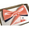 Linta Navy Blue, Multi -Colored Bow (Mucha / Pánska kravata, Salmon Navy Blue Pocket Square)