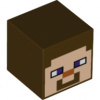 19729pb002 Dark Brown Head, Modified Cube Pixelated (Minecraft Steve) (Tmavě hnědá hlava, modifikovaná kostka s pixelovaným světlým nugátovým obličejem (Minecraft Steve))