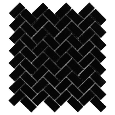 BLACK & WHITE Pure Black Herringbone 48 Mramorové mozaiky DUNIN (28,5x28,5cm/1ks)