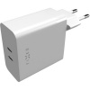 Sieťová nabíjačka FIXED s 2x USB-C výstupom, podpora PD, 65W, biela FIXC65-2C-WH