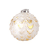 VIANOČNÁ GUĽA sklo vlnovky BIELO-ZLATÁ 10/11cm