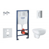 Grohe Solido Set predstenovej inštalácie, klozetu a dosky Start Edge Ceramic, SoftClose, tlačidlo Even, chróm SANI15BB1103-GR