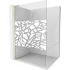 Mexen Kioto L, sprchová zástena Walk-In 100 x 200 cm, 8mm číre sklo biely vzor, zlatý matný profil, 800-100-103-55-85