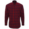 Premier Workwear Pánska bavlnená košeľa s dlhým rukávom PR250 Red XXL