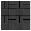 Terasové dlaždice, 11 ks, WPC, 30 x 30 cm, 1 m², čierne