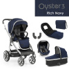 Oyster-BabyStyle OYSTER 3 - Babystyle kombinovaný kočík 6v1 Varianta: RICH NAVY (MIRROR rám)