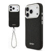 DKNY PU Leather Metal Logo Wrist Chain MagSafe zadný kryt pre iPhone 17 Pro Black