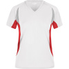 James & Nicholson Tričko JN 390, běžecké s výstřihem do V, krátký rukáv, dámské COT02039090301-white/red S Bílá/červená