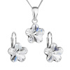 Evolution Group Sada šperkov s krištáľmi Swarovski náušnice, retiazka a prívesok biely kvietok 39143.1