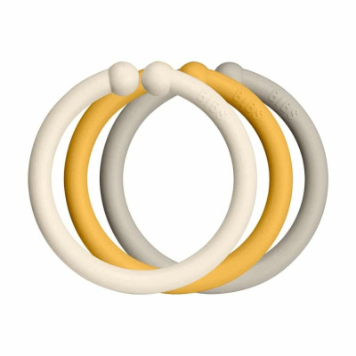 BIBS Loops Kroužky 12 ks Ivory-honey-bee-sand