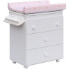 Přebalovací komoda s vaničkou Scarlett Vista - bílá - s Přebalovací podložkou Slon - Růžová