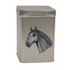 Plechová dóza s obrázkom starokladrubského koňa