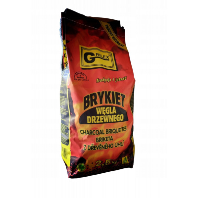 Brykiet Grilex Sp. j. 2,5 kg (ekologické brikety na drevené uhlie 2,5 kg gril)