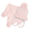 Zimná čiapka s šálom - NATURE, 0-6m - pudrovo ružová