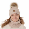Fashionkids Dievčenský set čiapka a nákrčník JULIETTE Farba: Bežová, Veľkosť: 46-48