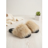 Dámske huňaté papuče s kožušinkou model 50 svetlo-hnedé , VEĽKOSŤ OBUV 39