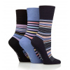 Dámske módne 3 páry Gentle Grip Bambus ponožky STRIPEY ARRAY voľný lem