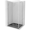 Mexen Lima, sprchový kút so skladacími dverami 120 (dvere) x 90 (stena) cm, 6mm číre sklo, chrómový profil + slim sprchová vanička čierna + chrómový sifón, 856-120-090-01-00-4070