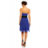 Spoločenské šaty korzetové značkové MAYAADI s mašľou a sukňou s volánmi modré - Modrá - MAYAADI XL