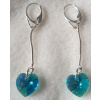 For You Náušnice na retiazke Swarovski elements srdce modré Blue Zircon AB, 50mm - 14592