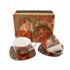 HOME ELEMENTS Porcelánová šálka a podšálka 2 x 250 ml, Mucha tmavá