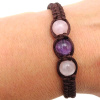 Shamballa náramok Ruženín + Ametyst - Detský 12–14 cm (5–12 rokov)