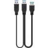 Kábel USB 3.2 Gen 1, A-A 2xM/F 0.3m, 5Gbps, predlžovací, čierny, Y-kábel, Extra napájanie